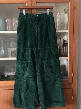 Empyre Forest Green Wide-Leg Corduroy Pants